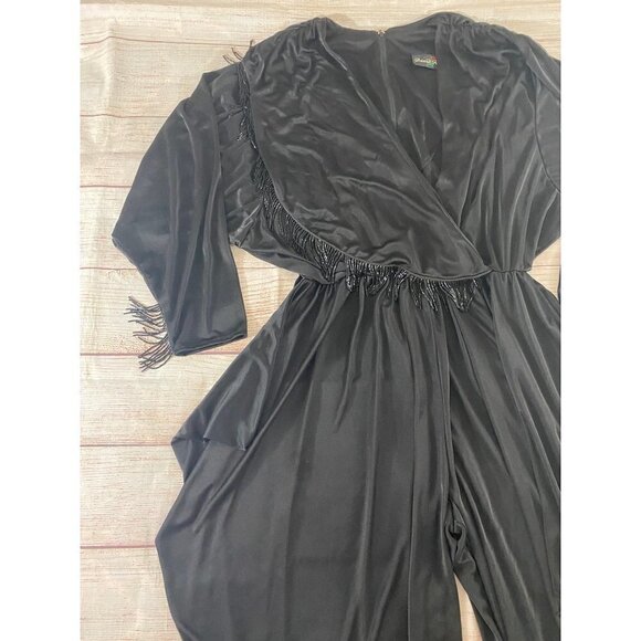 Vintage 1980's David Rose Black Harem Style Tassled Jumpsuit - Medium - Picture 13 of 13